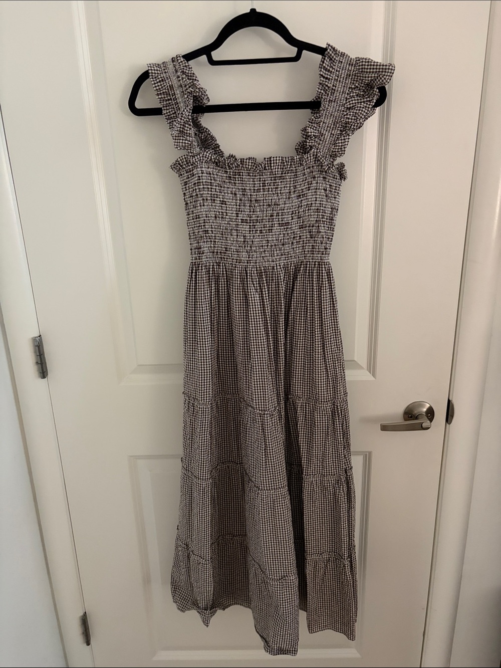 Hill House black-and-white gingham smocked dress